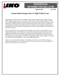 TBR82 Sealant Bond Damages Due to High Wind Events | Product Bulletin
