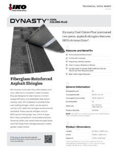 IKO Dynasty® Cool Colors™ Plus | Technical Data Sheet