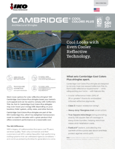IKO Cambridge® Cool ColorsTM | Brochure (Contractor’s Edition) (Available in Select Areas)