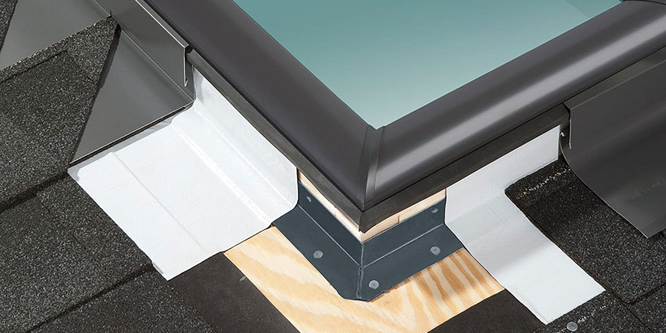 cutaway view of a skylight flashing