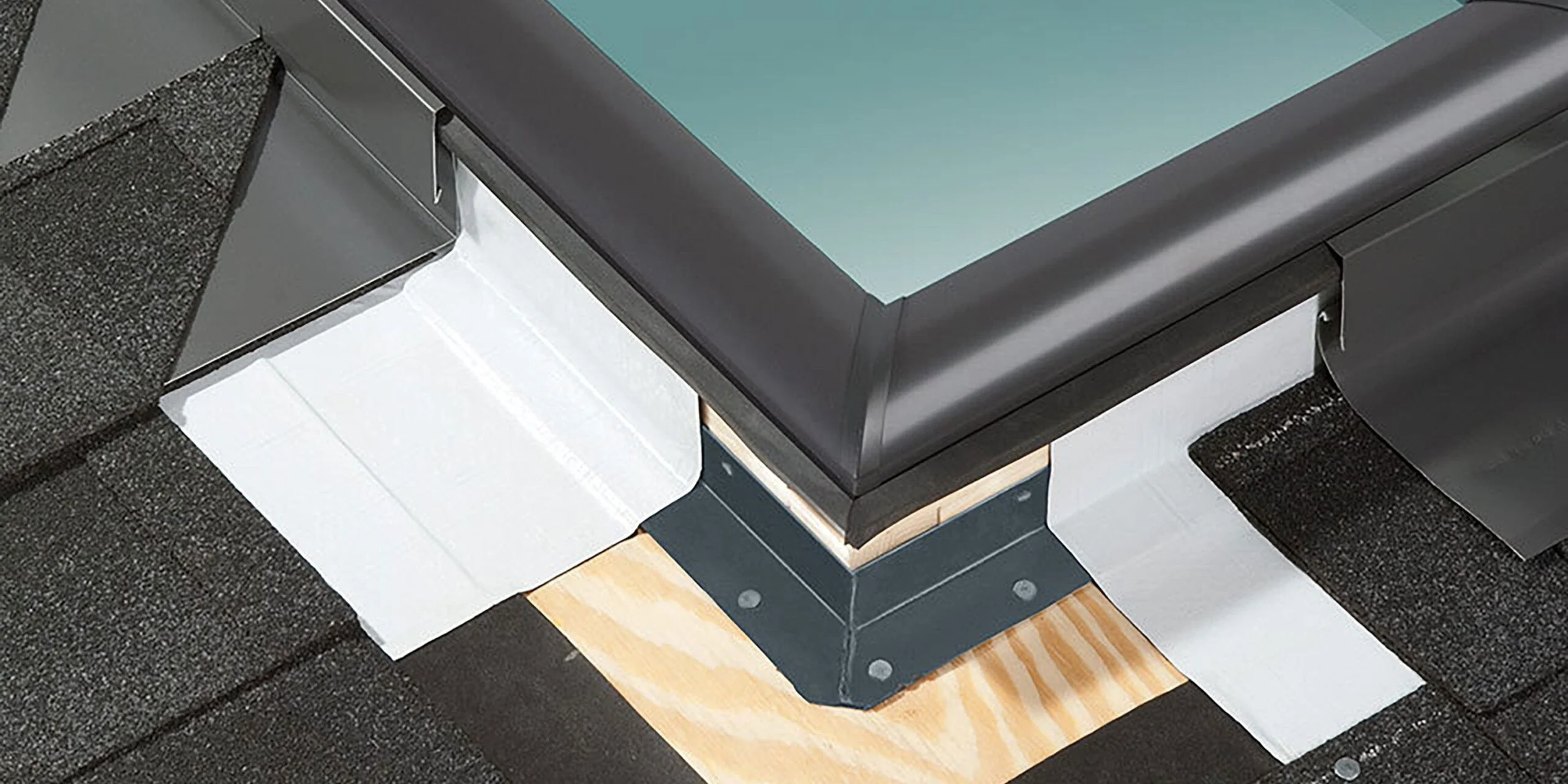 cutaway view of a skylight flashing