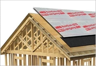 roof assembly showing underlayment layer