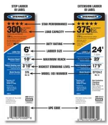 ladder rating sticker example