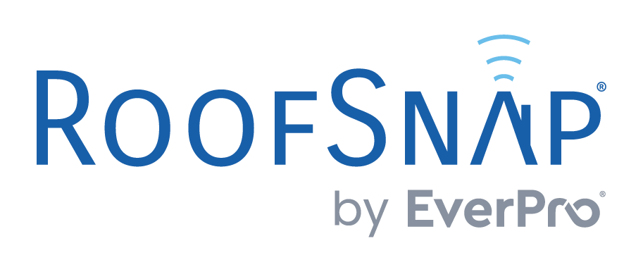 Logo de RoofSnap by EverPro en azul, con un ícono de señal inalámbrica sobre el texto.