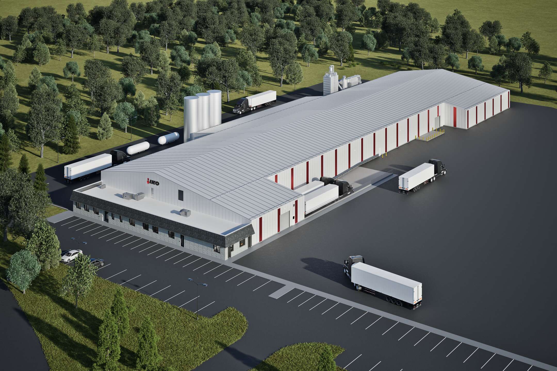 Representación de la futura planta de IKO en Brantford