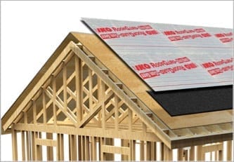 roof assembly showing underlayment layer