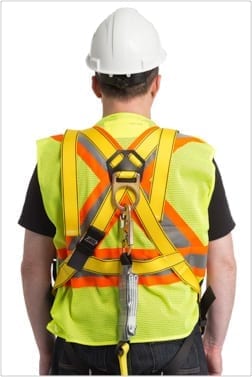 man wearing a safety harness