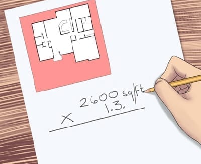 drawing of a person calculating square footage