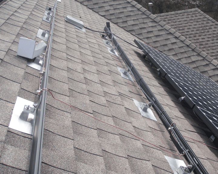 solar panels installed on shingles