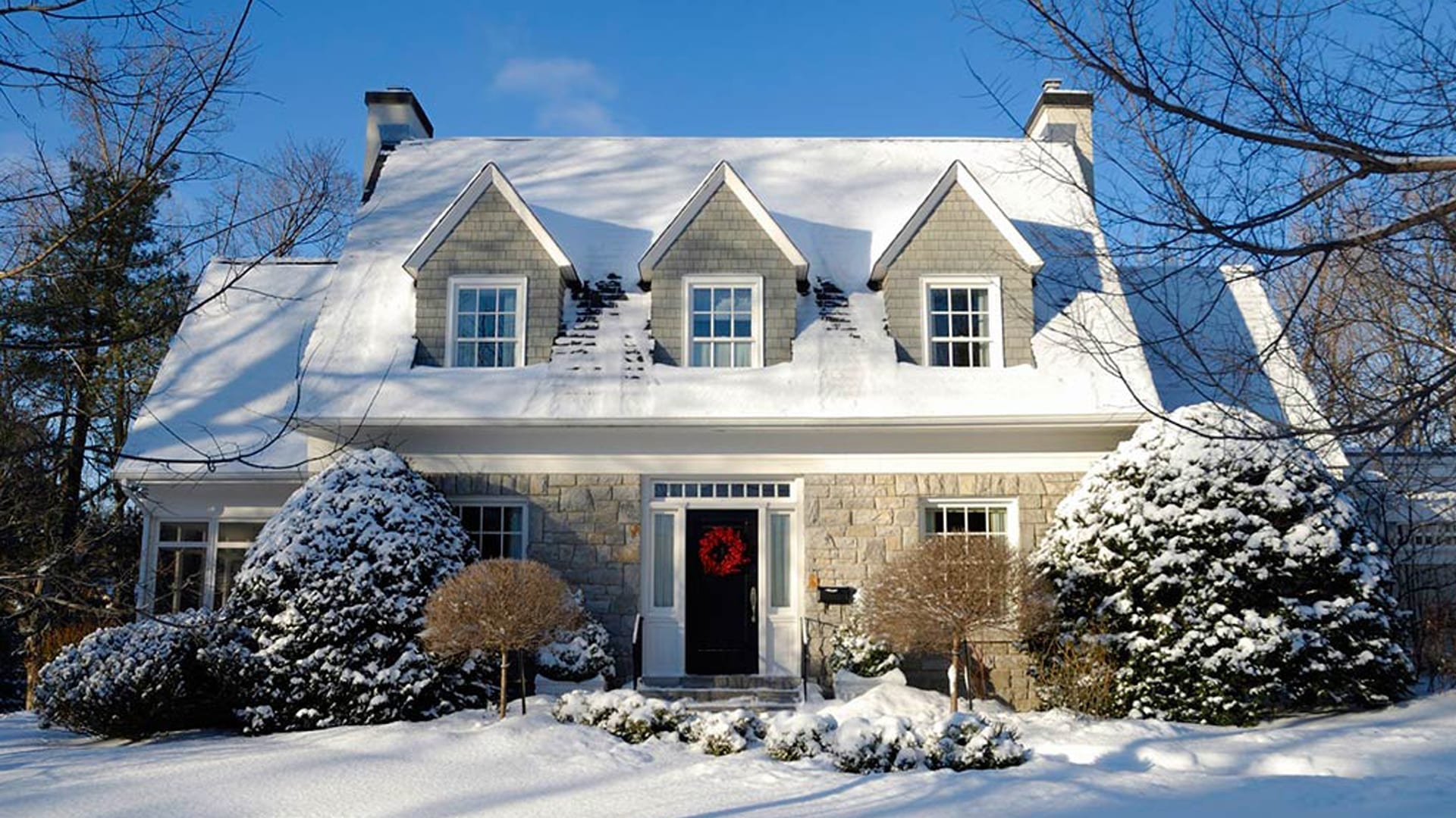 snowy rooftop of home