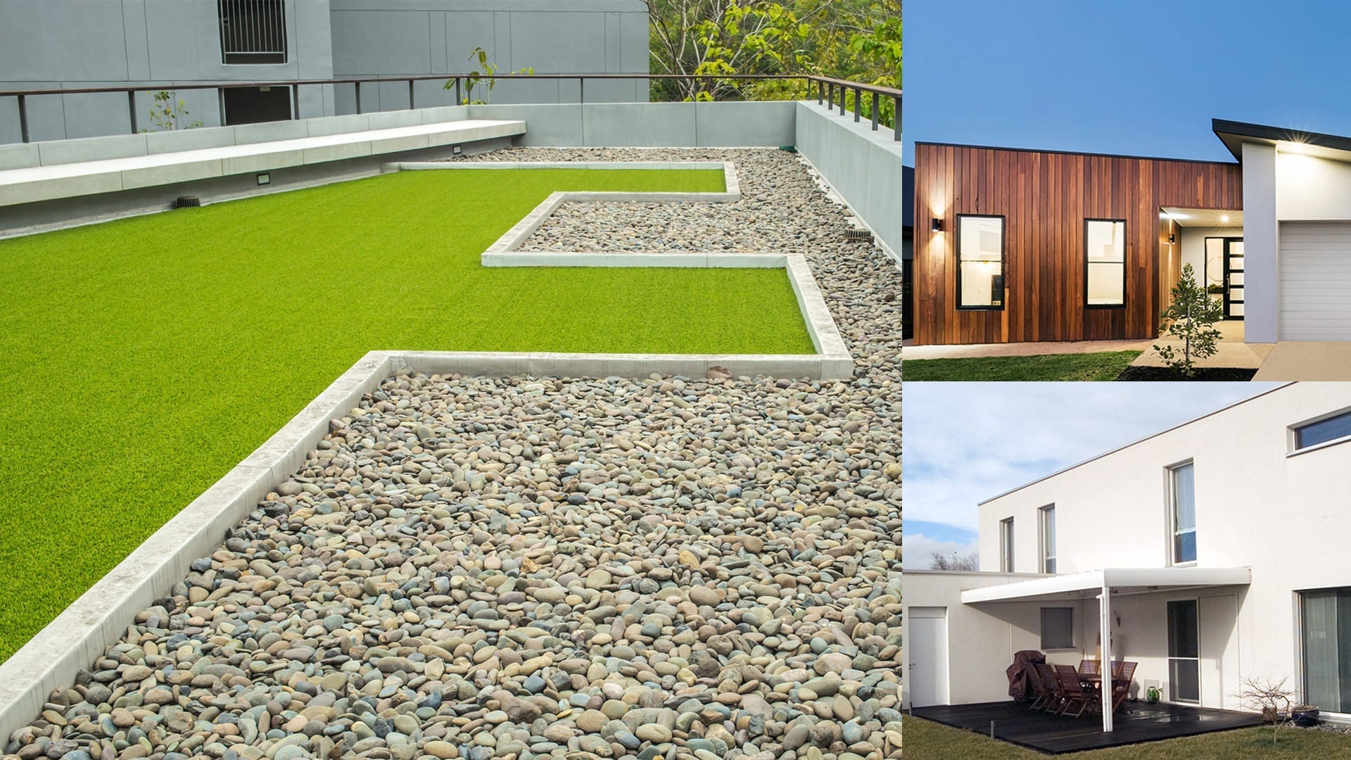 montage of buildings with flat roofs
