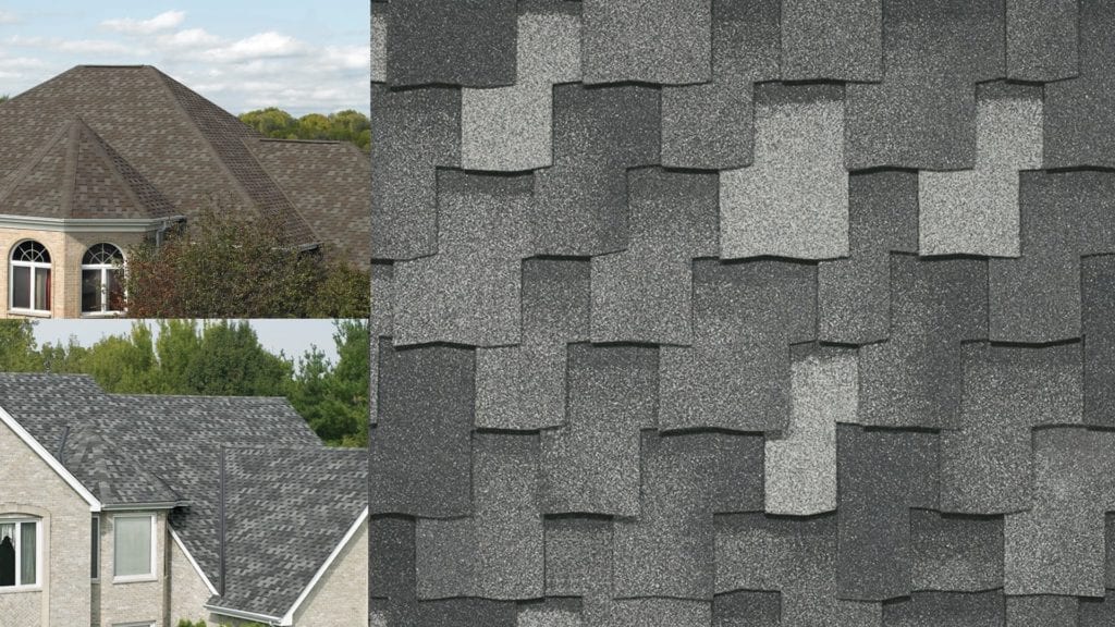 montage of shingles and two houses