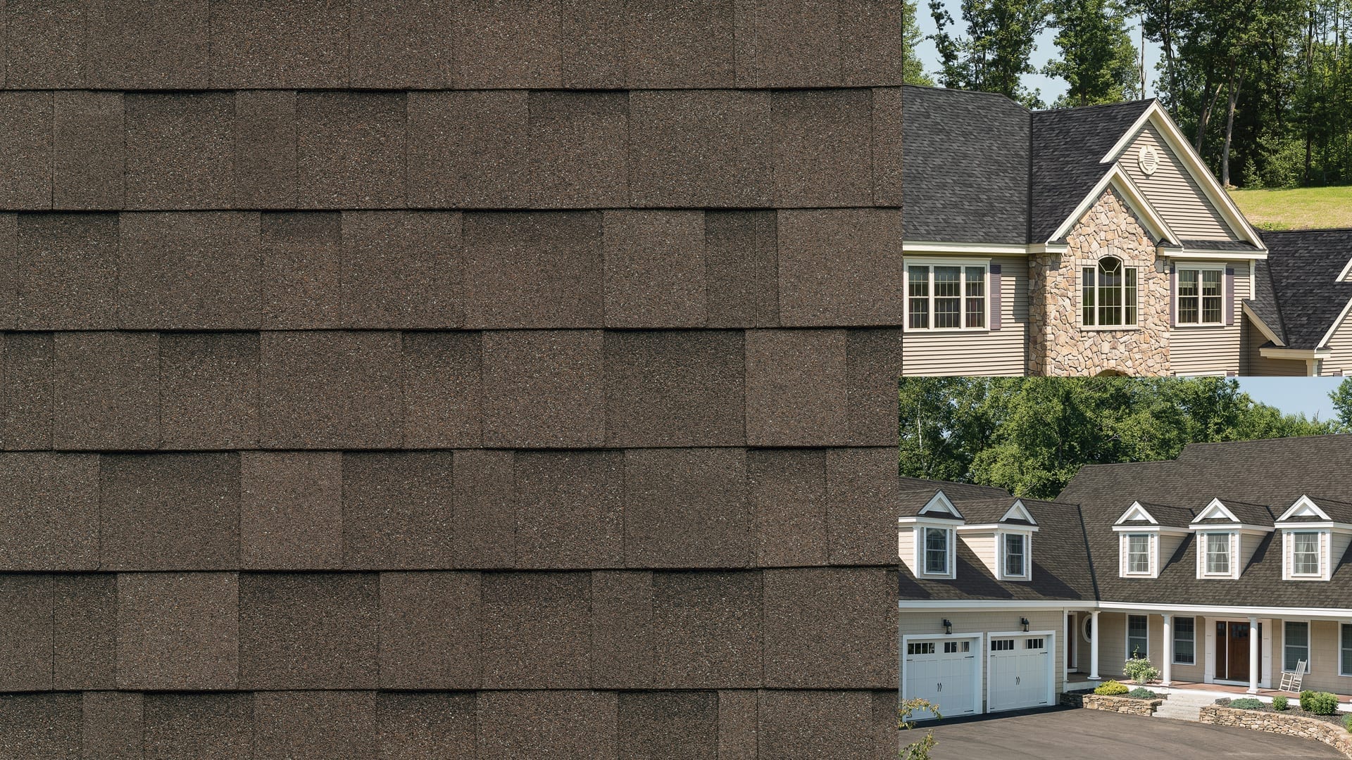 montage of shingle swatch and two houses