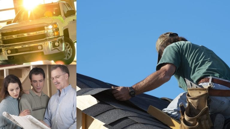 roofer installing shingles on a roof
