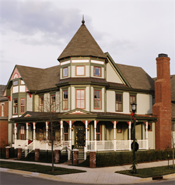 brown shingles to match cream-colored siding 