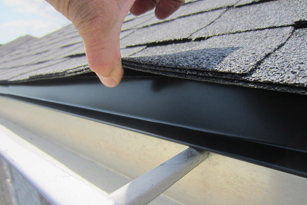 drip edge and shingles at an eave