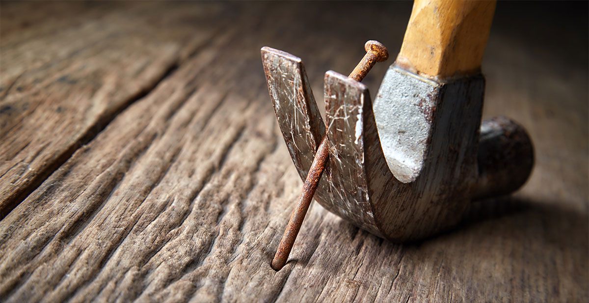 hammer claw removing nail from-fascia board