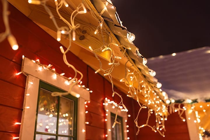 Icicle Xmas lights attched to roof