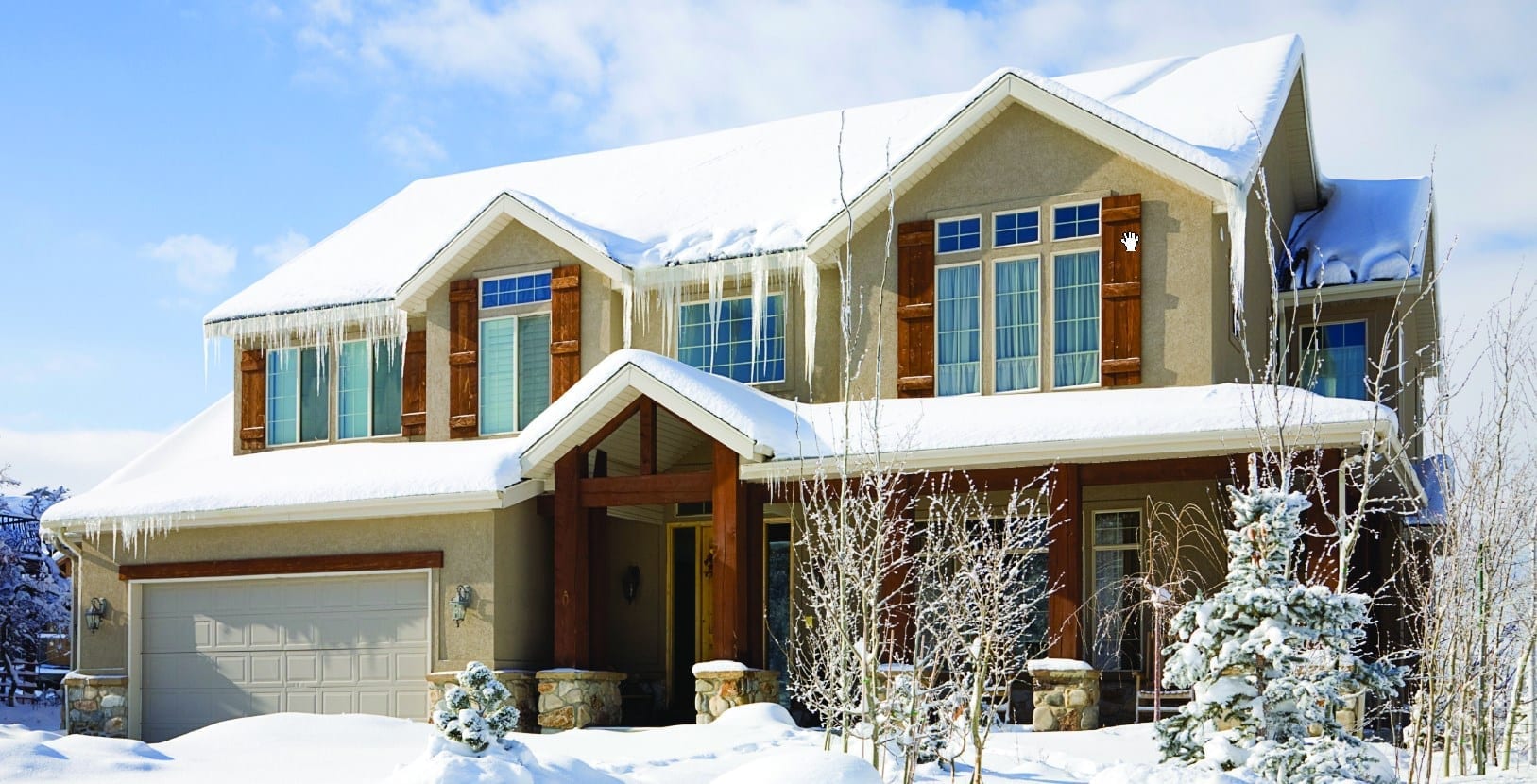 House covered with snow ice