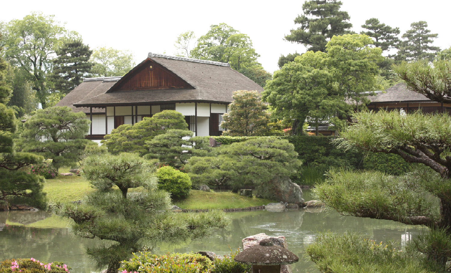 house with zen meditation garden