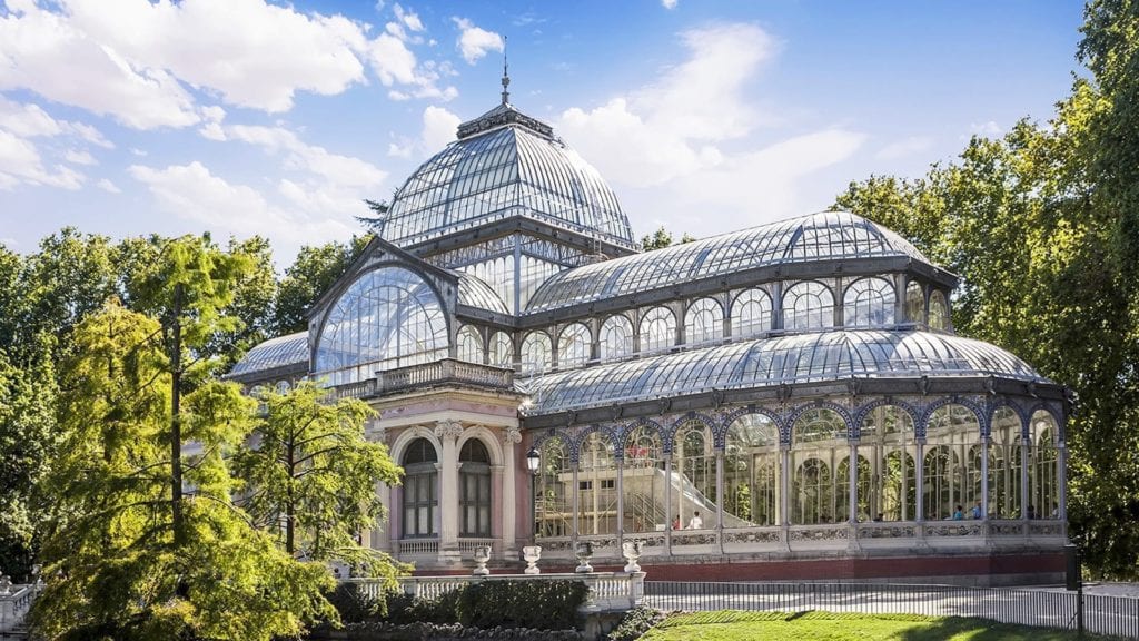 El Retiro park crystal palace building in Madrid