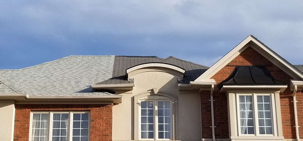 semi detached homes different roof shingle colors