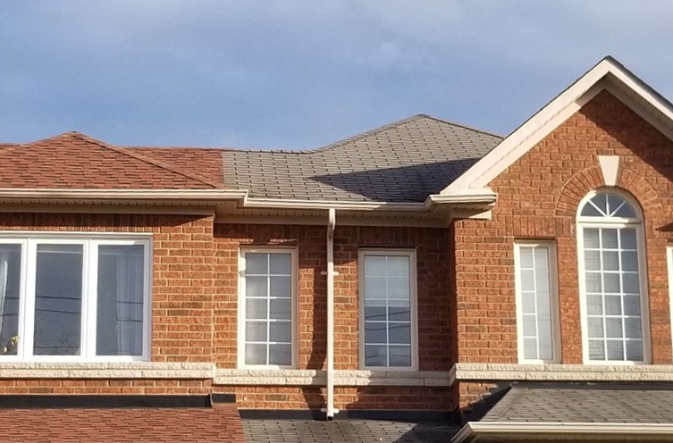 two semi-detached homes with different shingle colors