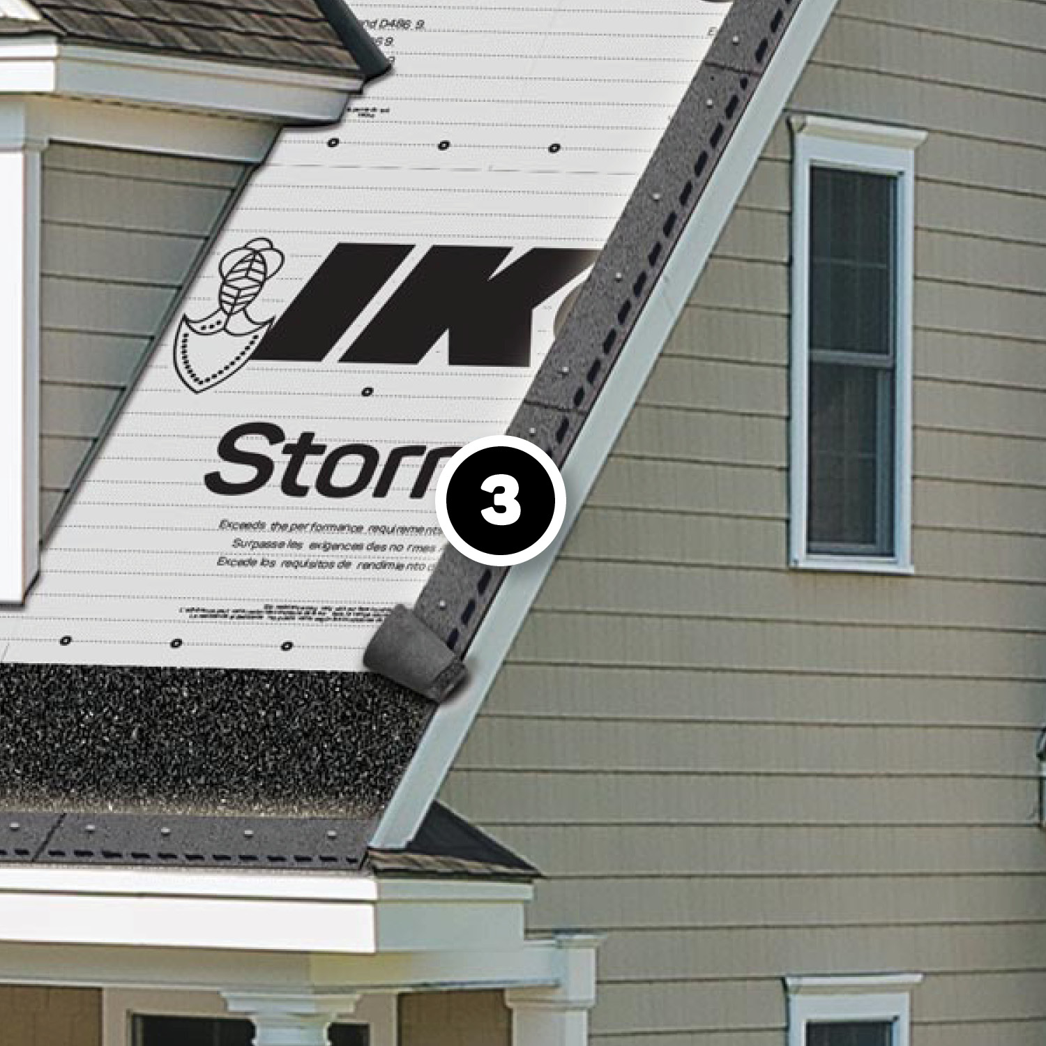 house exposing synthetic underlayment, starter strip and ice and water membrane