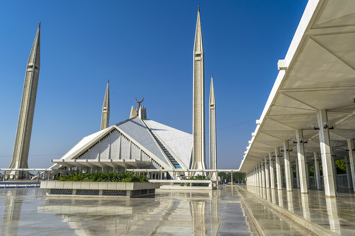 marble roof of the Faisal Mosque in Islamabad, Pakistan