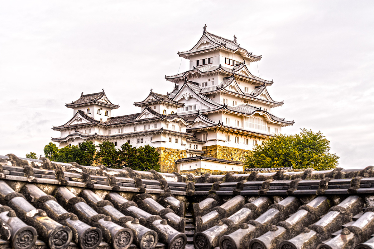 Himeji White Heron Castle roof in Himeji, Japan