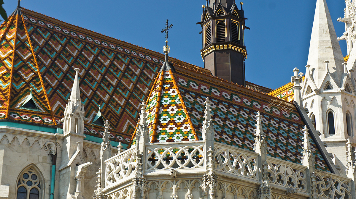 roof detail of the Matthias Church in Budapest, Hungary